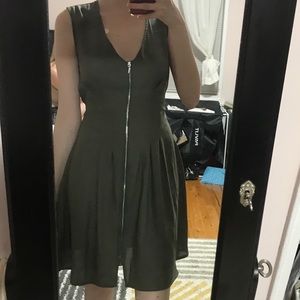 Silky zip up short flowy dress